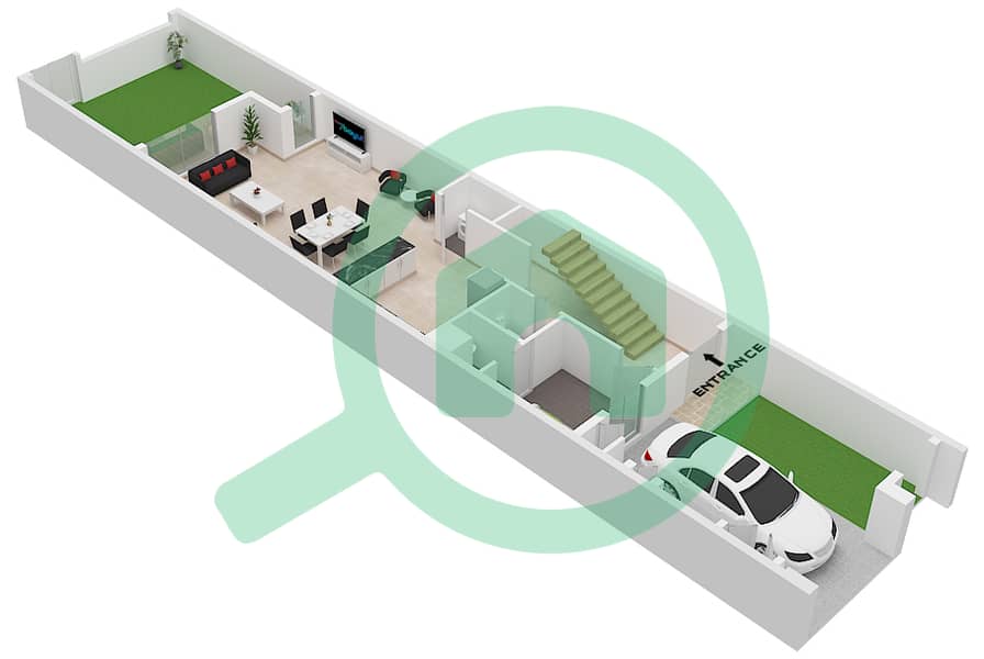 Granada - 2 Bedroom Townhouse Type A Floor plan Type A, Floor Ground interactive3D