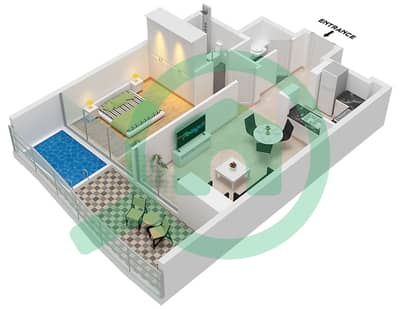 المخططات الطابقية لتصميم الوحدة 2 FLOOR 3,5,7,9,11,13,15 شقة 1 غرفة نوم - آراء سمانا براري