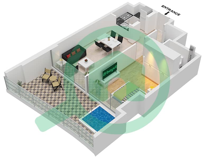 المخططات الطابقية لتصميم الوحدة 5 FLOOR 3,5,7,9,13,15,17 شقة 1 غرفة نوم - آراء سمانا براري Unit 5 Floor 3,5,7,9,13,15,17,19,21,23,25,27 interactive3D