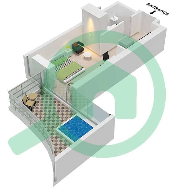 萨马纳巴拉里景观公寓 - 单身公寓单位22 FLOOR 3,5,7,9,13,15,17戶型图 Unit 22 Floor 3,5,7,9,13,15,17,19 interactive3D