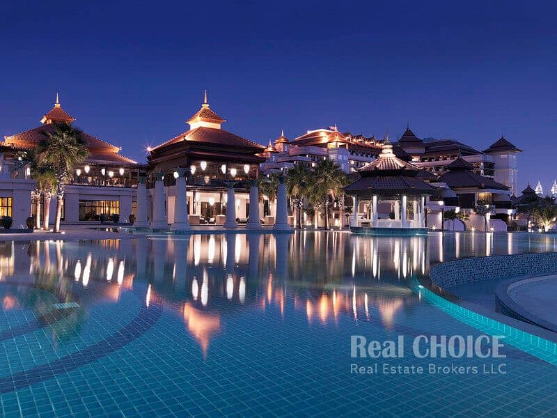 19 Anantara The Palm Dubai Resort - Exterior Shots - Night - Main Pool. jpg