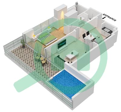 المخططات الطابقية لتصميم النموذج / الوحدة 4 / UNIT 17, FLOOR 12 شقة 1 غرفة نوم - ناس 3