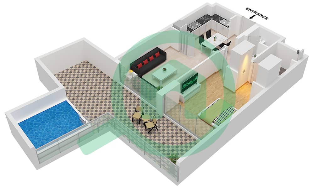 NAS 3 - 1 Bedroom Apartment Type/unit 5 / UNIT 1 FLOOR 11 Floor plan Type 5 Unit 1 Floor 11 interactive3D