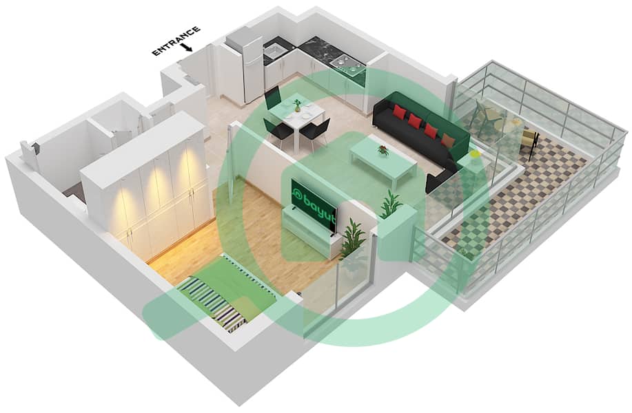 Grove - 1 Bedroom Apartment Type A10 Floor plan Type A10 interactive3D