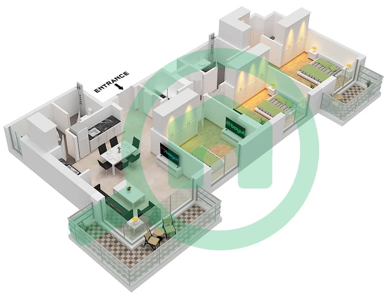Grove - 3 Bedroom Apartment Type A4 Floor plan Type A4 interactive3D