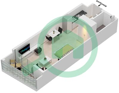 المخططات الطابقية لتصميم النموذج A FLOOR 1-12 شقة استوديو - بيرلا 3