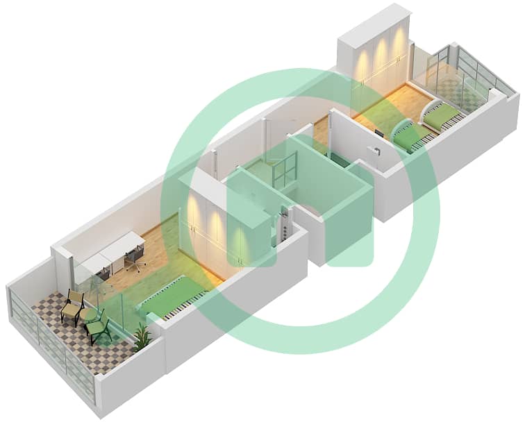 Perla 3 - 4 Bedroom Townhouse Type A FLOOR 1 Floor plan Type A Floor 2 interactive3D