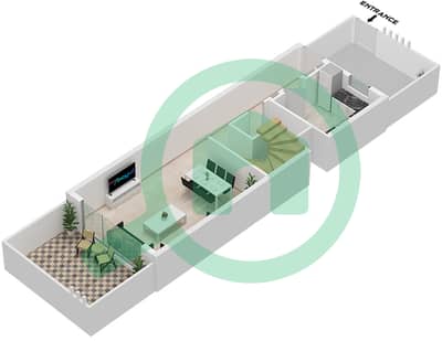 المخططات الطابقية لتصميم النموذج B FLOOR GROUND تاون هاوس 4 غرف نوم - بيرلا 3