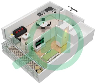 Park Views Residences A - 1 Bedroom Apartment Type/unit 1A-1/UNIT 3,4 FLOOR 5-18 Floor plan
