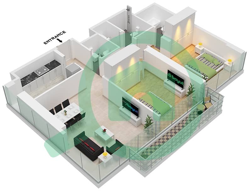Park Views Residences A - 2 Bedroom Apartment Type/unit 3A-1 / UNIT 11 FLOOR 5-18 Floor plan Type 3A-1 Unit 11 Floor 5-18,21-36 interactive3D