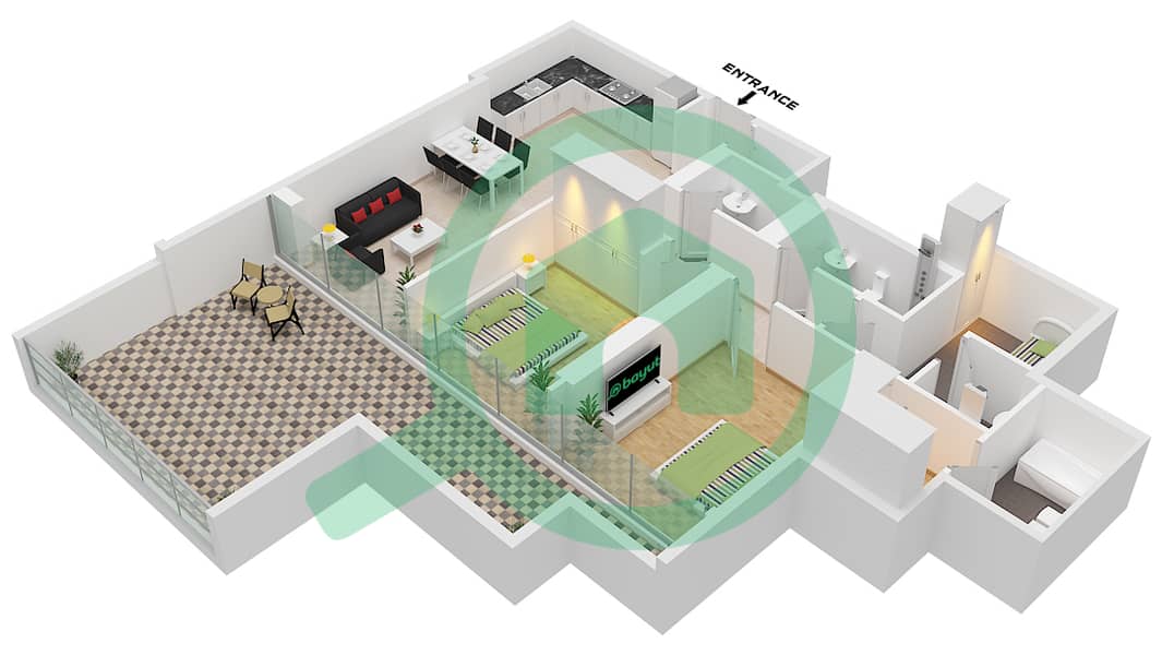 Park Views Residences A - 2 Bedroom Apartment Type/unit 4A-2 / UNIT 10 FLOOR 4 Floor plan Type 4A-2 Unit 10 Floor 4 interactive3D