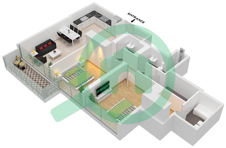 Park Views Residences A - 2 Bedroom Apartment Type/unit 4B / UNIT 10 FLOOR 35-36 Floor plan Type 4B Unit 10 Floor 35-36 interactive3D