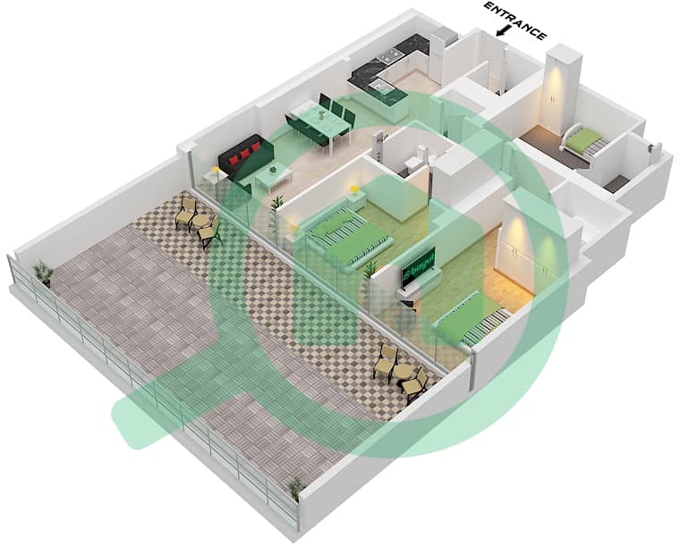 Park Views Residences A - 2 Bedroom Apartment Type/unit 5B-2 / UNIT 7 FLOOR 4 Floor plan Type 5B-2 Unit 7 Floor 4 interactive3D