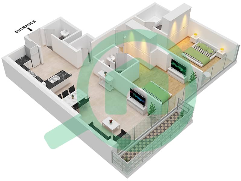 Park Views Residences A - 2 Bedroom Apartment Type/unit 5C-1/UNIT 3,5 FLOOR 5-18 Floor plan Type 5C-1 Unit 6,8,15 Floor 5-18,21-36 Unit 3,5 Floor 37-42 interactive3D