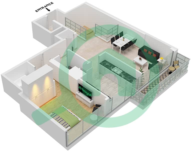 Park Views Residences A - 4 Bedroom Apartment Type/unit 1A D2/UNIT 5 FLOOR 20,21 Floor plan Type 1A D2 Unit 5 Floor 20 interactive3D