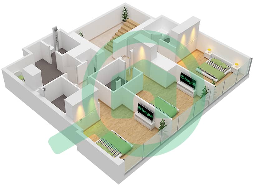 Park Views Residences A - 4 Bedroom Apartment Type/unit 1B D1/UNIT 7 FLOOR 20,21 Floor plan Type 1B D1 Unit 7 Floor 21 interactive3D