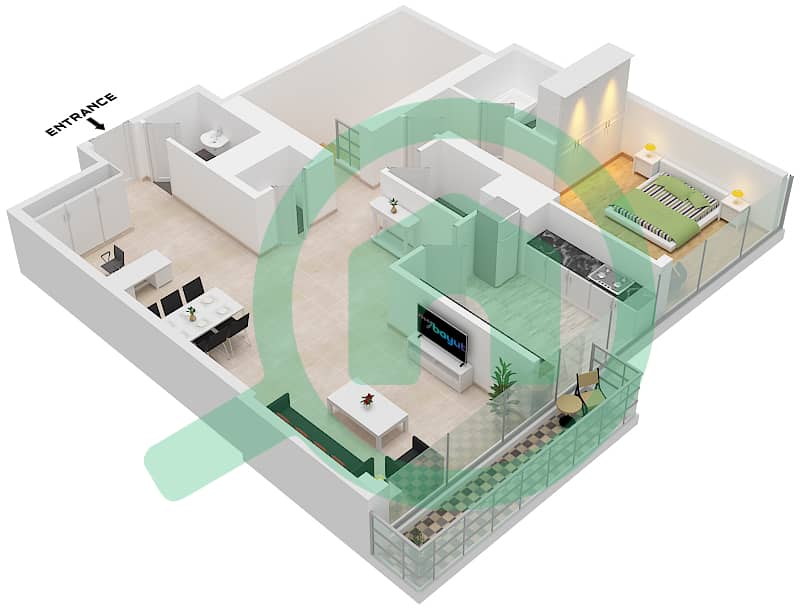 Park Views Residences A - 4 Bedroom Apartment Type/unit 1B D1/UNIT 7 FLOOR 20,21 Floor plan Type 1B D1 Unit 7 Floor 20 interactive3D