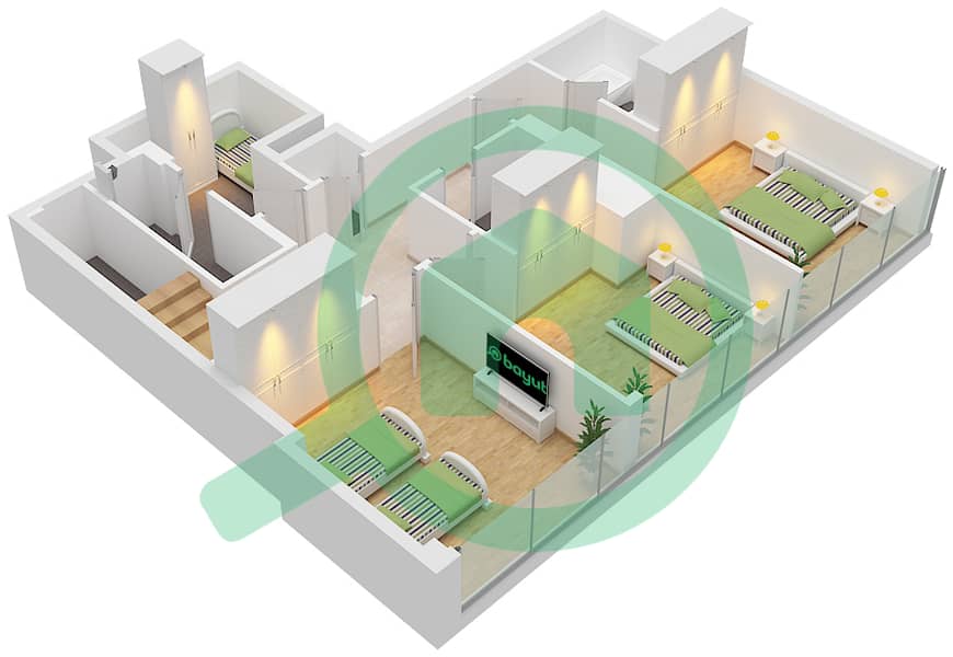 Park Views Residences A - 4 Bedroom Apartment Type/unit 1C D1 / UNIT 6,8 FLOOR 20 Floor plan Type 1C D1 Unit 6,8 Floor 21 interactive3D