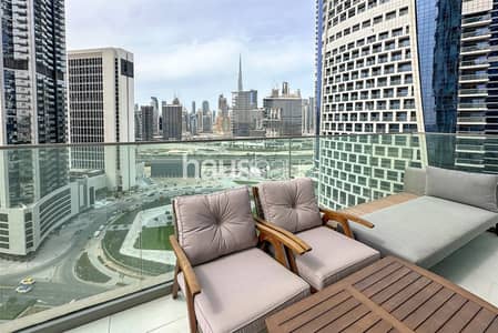 1 Bedroom Flat for Rent in Business Bay, Dubai - Panoramic Burj View | Two large balconies | Modern