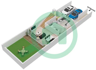المخططات الطابقية لتصميم النموذج B تاون هاوس 2 غرفة نوم - كايا