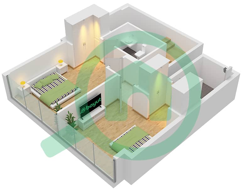Park Views Residences B - 2 Bedroom Apartment Type/unit D1 / UNIT 3,10 Floor plan Type D1 Unit 3,10 Floor Upper 21 interactive3D