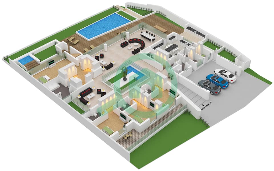 普拉格特 32 - 5 卧室别墅类型／单位A / UNIT CORNER戶型图 Type A Unit Corner Floor Ground interactive3D