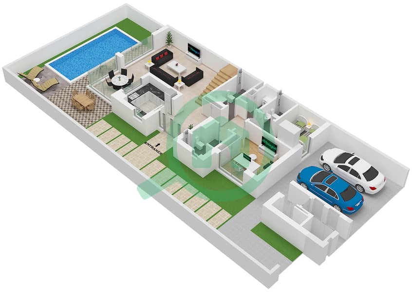 Bay Villas - 3 Bedroom Villa Type/unit B-1 / UNIT 3 Floor plan Type B-1 Unit 3 Floor Ground interactive3D