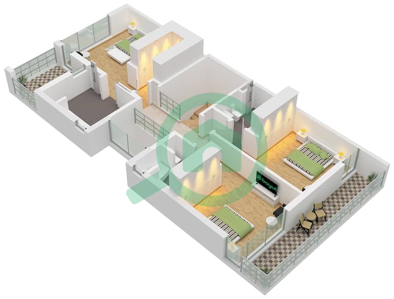 Bay Villas - 3 Bedroom Villa Type/unit B-1 / UNIT 3 Floor plan Type B-1 Unit 3 Floor First interactive3D