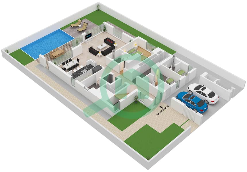 Bay Villas - 4 Bedroom Villa Type/unit A MIRROR / UNIT 4 Floor plan Type A Mirror Unit 4 Floor Ground interactive3D
