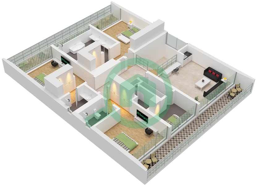 Bay Villas - 4 Bedroom Townhouse Type/unit C  / UNIT 4 Floor plan Type C Unit 4 Floor First interactive3D