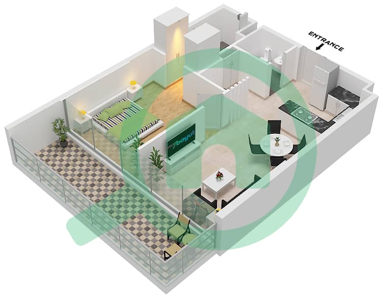 Oceanz 2 - 1 Bedroom Apartment Type/unit A  / UNIT 3 Floor plan Type A Unit 3 Floor 1-40 Unit 4 Floor 1-21,23-28 Unit 12,23-24 Floor 1-2 Unit 6,10 Floor 3-21,23-28 Unit 9 Floor 3-21,23-40 Unit 2,5 Floor 22,29-40 Unit 8 Floor 29-40 interactive3D