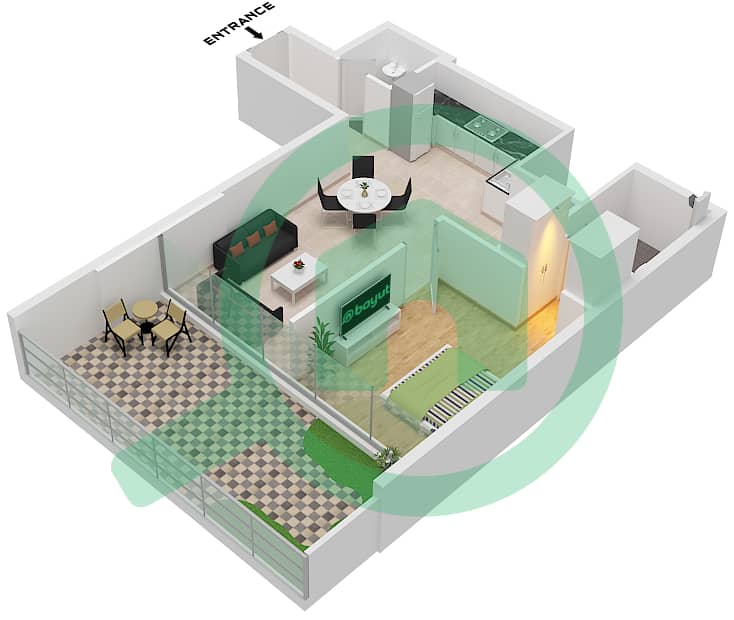 Oceanz 2 - 1 Bedroom Apartment Type/unit GARDEN SUITE / UNIT 16 Floor plan Type Garden Suite Unit 16 Floor 1-2 Unit 17 Floor 3-21 interactive3D