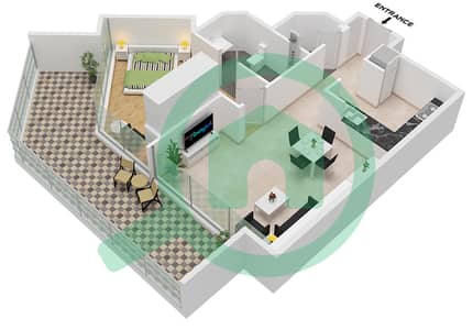 扎亚哈梅尼公寓 - 1 卧室公寓类型A(1)戶型图