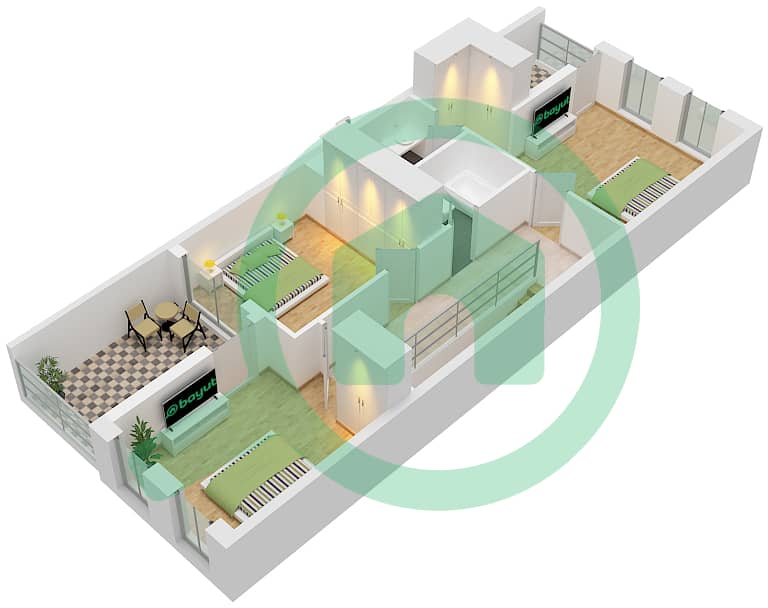 Mykonos - 4 Bedroom Townhouse Type LTH-4J-M Floor plan Type LTH-4J-M Floor First interactive3D