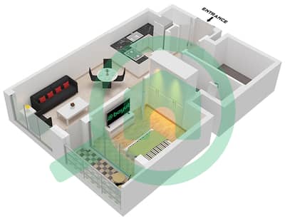 索巴一号大厦 B 座 - 1 卧室公寓类型／单位A VARIANT 1-2 / UNIT 12,1戶型图