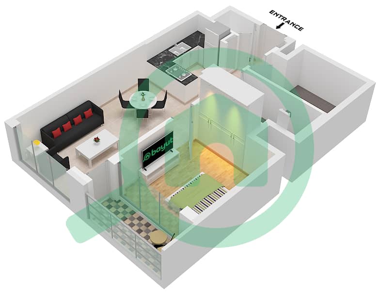 Sobha One Tower B - 1 Bedroom Apartment Type/unit A VARIANT 1-2 / UNIT 12,1 Floor plan Type A variant 1-2 Unit 12,1 Floor 8-11,14-17,20-23,27-29,32-35,38-41,44-46 Type B Unit 14 Floor 8-11,20-23,32-35,44-46 interactive3D
