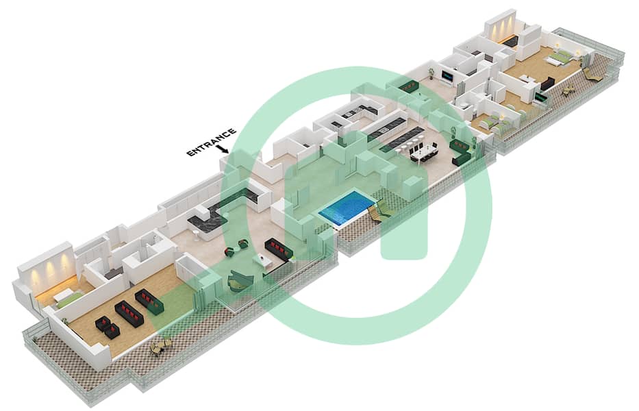 Cape Hayat Tower 1 - 4 Bedroom Penthouse Type/unit 1 / UNIT PH1 FLOOR 9 Floor plan "Type 1 
Unit PH1 Floor 9" interactive3D