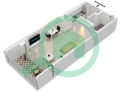 المخططات الطابقية لتصميم النموذج / الوحدة 1 MIDDLE/UNIT 4 FLOOR 1-8 شقة استوديو - برج كيب حياة 1