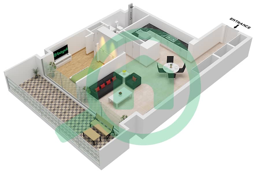 Cape Hayat Tower 2 - 1 Bedroom Apartment Type/unit 4 MIDDLE/UNIT 2 FLOOR 2 Floor plan "Type 4 Middle 
Unit 2 Floor 2-3
Unit 13 Floor 2-3" interactive3D