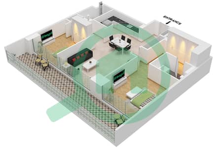 Кейп Хаят Тауэр 2 - Апартамент 2 Cпальни планировка Тип/мера 2 MIDDLE / UNIT 1 FLOOR 4