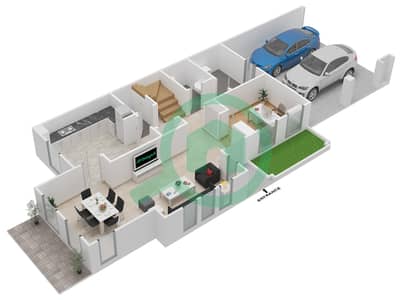 المخططات الطابقية لتصميم النموذج D END UNIT فیلا 3 غرف نوم - زلال 1