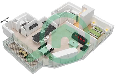 المخططات الطابقية لتصميم النموذج / الوحدة C / UNIT 7,9 FLOOR 3-16 شقة 1 غرفة نوم - ون ريفر بوينت