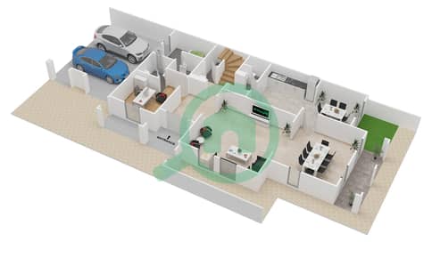 Zulal 1 - 3 Bedroom Villa Type E END UNIT Floor plan