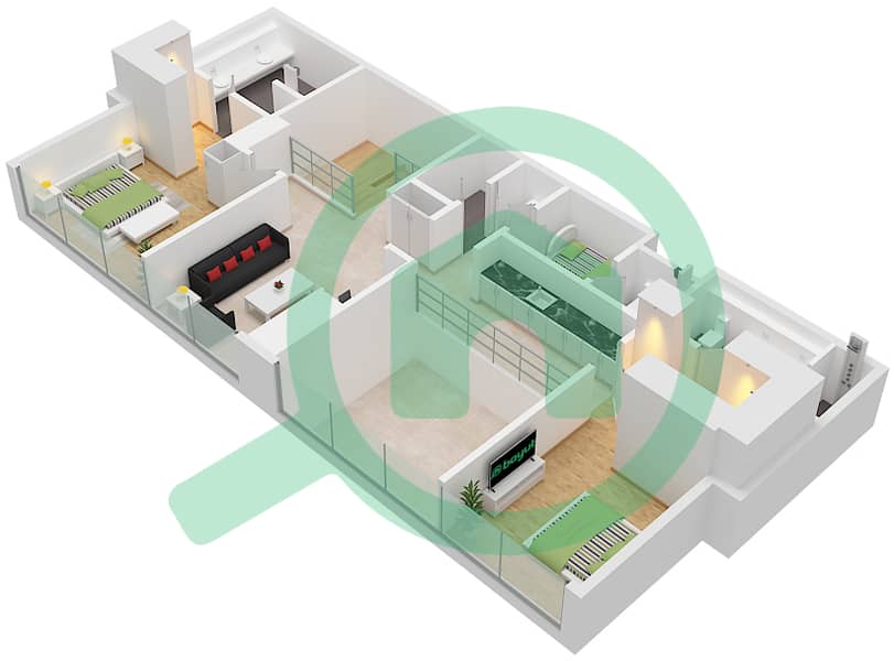 One River Point - 4 Bedroom Apartment Type/unit A / UNIT 1 FLOOR 1 Floor plan Type A Unit 1 Floor Upper 1 interactive3D