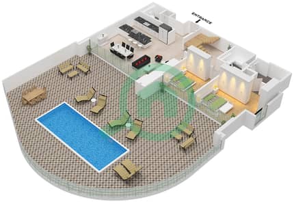 المخططات الطابقية لتصميم النموذج / الوحدة B / UNIT 3 FLOOR 1 شقة 4 غرف نوم - ون ريفر بوينت