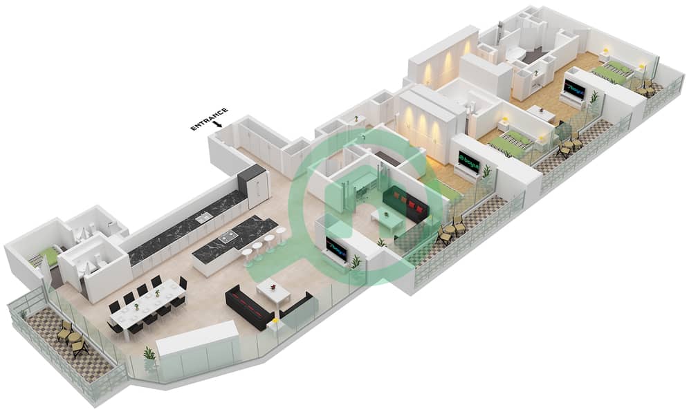 Floor plans for Type/unit B / UNIT 3 FLOOR 37 3-bedroom Penthouses in ...