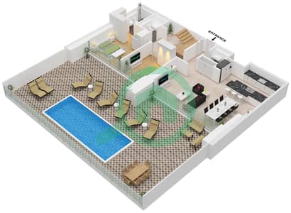 المخططات الطابقية لتصميم النموذج / الوحدة A / UNIT 1 FLOOR 1 شقة 4 غرف نوم - ون ريفر بوينت