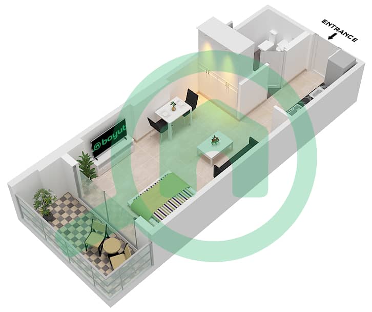 Maison Elysee 1 - Studio Apartment Type 2 Floor plan Type 2 interactive3D