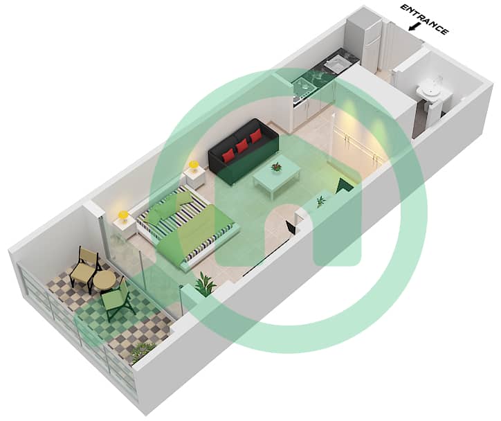 Maison Elysee 2 - Studio Apartment Type 1 Floor plan Type 1 interactive3D