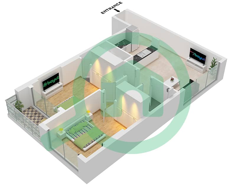 Maison Elysee 2 - 2 Bedroom Apartment Type 1 Floor plan Type 1 interactive3D